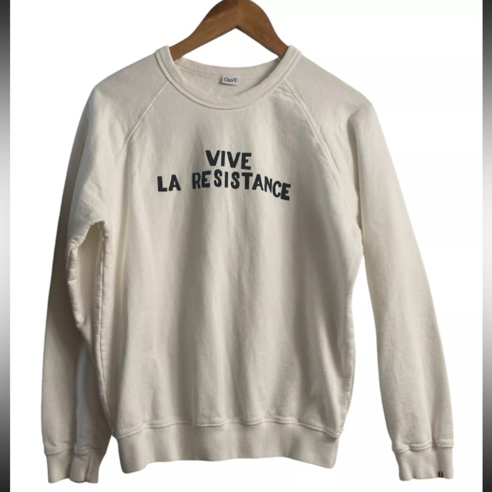 Clare V  Vive La Resistance Sweatshirt Size XS White - Picture 2 of 9